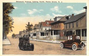 Penns Grove New Jersey Delaware Ave Street Scene Antique Postcard K48129