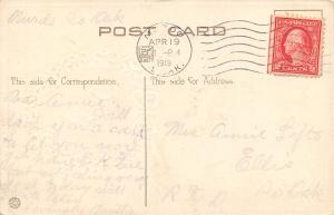 Easter~Silly White Rabbit in Egg Shaped Violet Wreath~Chicks~Embossed~1919 PC