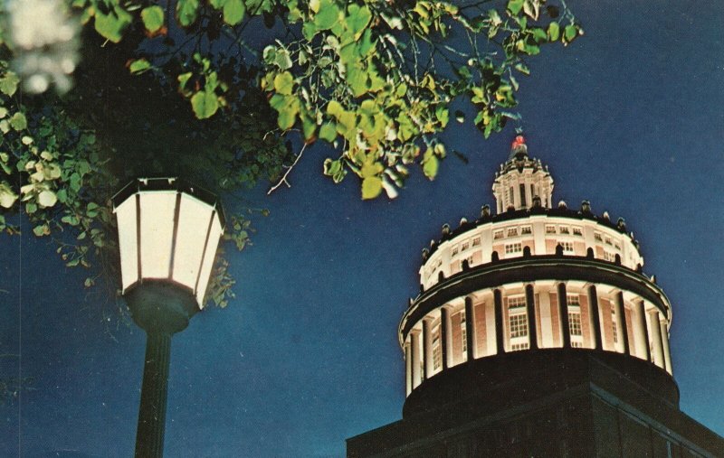 Vintage Postcard Night View Rush Rhees Library University Campus Rochester NY