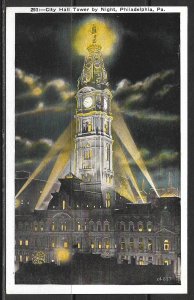 Pennsylvania, Philadelphia - City Hall Tower By Night - [PA-244]