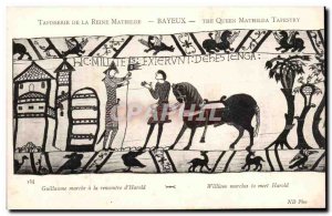 Tapissserie Queen Mathilde Bayeux Old Postcard William march meeting of al & ...