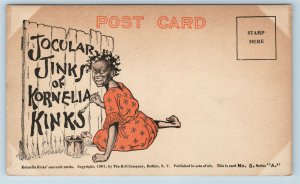 Postcard Black Americana Boys Jocular Jinks of Kornelia Kinks Dog Wagon 1907 T7
