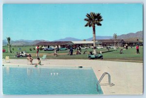 Mesa Arizona Postcard Apache Wells Mobile City Exterior View Pool c1960 Vintage