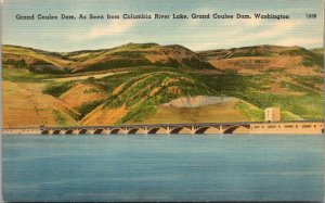 Washington The Grand Coulee Dam Seen Fron Columbia River Lake