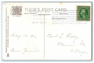 1913 Valentine Greetings Boy Heart Winter Saratoga Springs NY Tuck's Postcard
