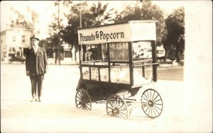 Ontario California CA Popcorn Wagon Street Vendor Popcorn & Peanuts c1910 RPPC
