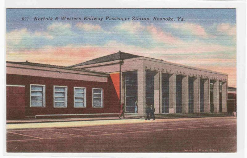 Norfolk & Western Railroad Depot Roanoke VA postcard