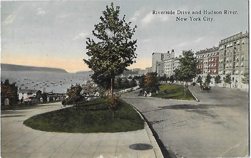 Riverside Drive & Hudson River New York City New York Mailed 1914