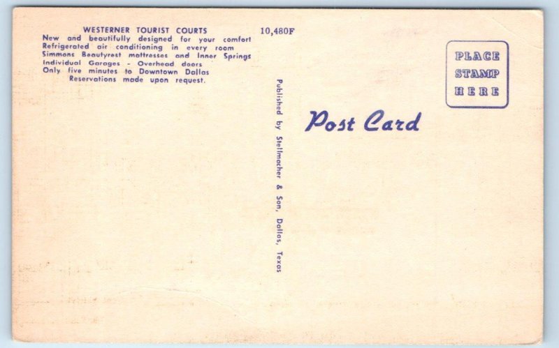 DALLAS, TX Texas ~ WESTERNER TOURIST COURTS c1950s Roadside Multiview Postcard