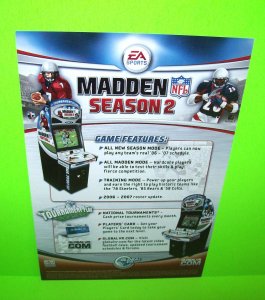 Madden Season 2 Promo Flyer Original 2006 Video Arcade Game Mini 5.5 x 8.5 