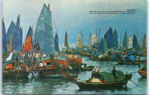 Postcard - Floating people in Castle peak Bay - Hong Kong, China