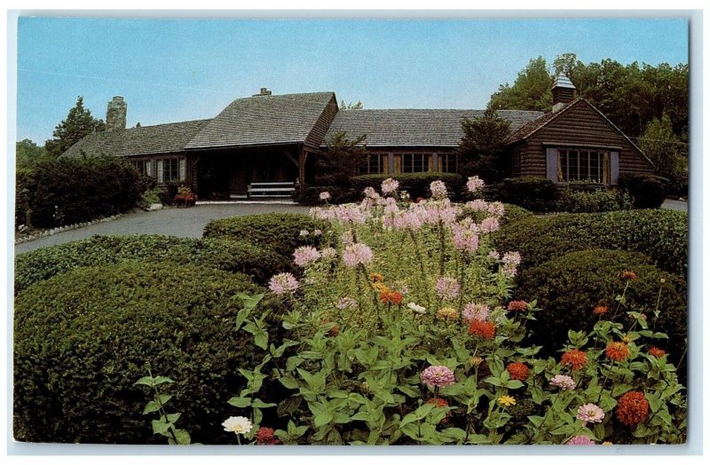 c1960s The Log Cabin Restaurant Exterior Holyoke Massachusetts MA Trees Postcard