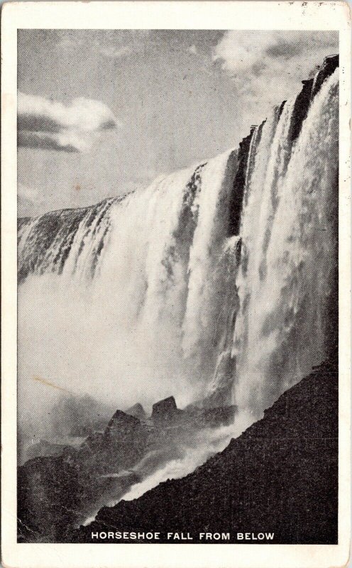 Horseshoe Fall Below Falls Antique UDB WB Postcard PM Charlemont Massachusetts 