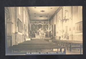 RPPC SANTA BARBARA CALIFORNIA OLD MISSION INTERIOR VINTAGE REAL PHOTO POSTCARD