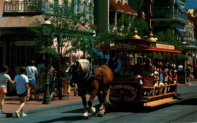 Walt Disney World Trolley Ride Main Street Chrome Postcard 08.71