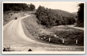 RPPC Macomber WV Curves US 50 East Side Laurel Mt Old Car c1940 Postcard J27