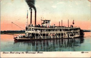 Postcard Steam Boat along the Mississippi River