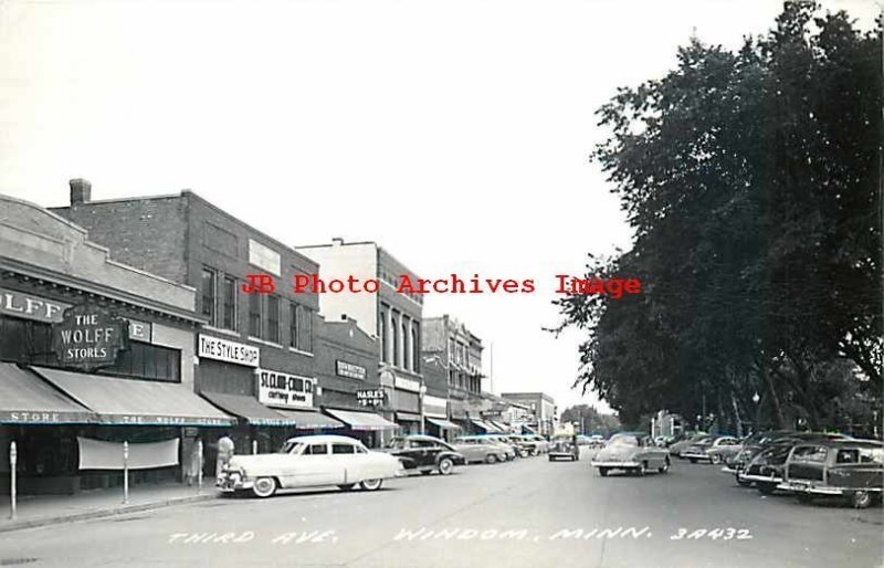 MN, Windom, Minnesota, RPPC, Third Avenue, 50s Cars, Cook Photo No 3A432