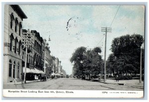 Quincy Illinois IL Postcard Hampshire Street Looking East From 4th Cars 1911