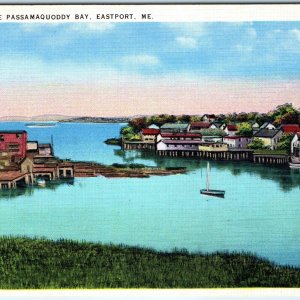 c1940s Eastport, Maine ME Prince's Cove Passamaquoddy Bay Linen Postcard A231