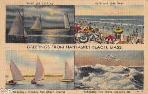 Multi view Nantasket Beach Mass postcard Bc128