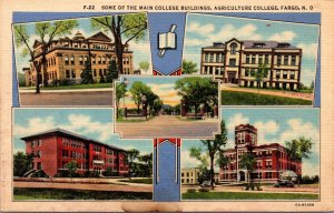 Linen Postcard Main Buildings Agriculture College Fargo North Dakota~138394