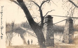 H98/ Dresden Ohio RPPC Postcard c1910 Suspension Bridge River 83