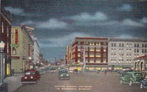 Wyoming Cheyenne Capitol Avenue At Night