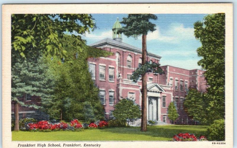 FRANKFORT, Kentucky  KY     FRANKFORT HIGH SCHOOL   c 1940s Linen   Postcard