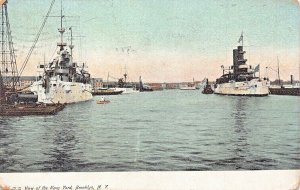 BROOKLYN NEW YORK~VIEW OF BATTLESHIPS IN NAVY YARD~1909 POSTCARD