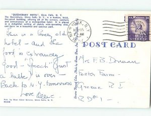 Pre-1980 HOTEL SCENE Glens Falls - Lake George New York NY AE1037