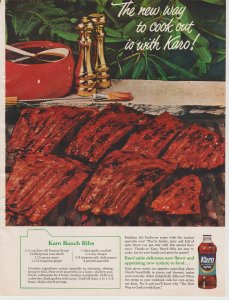 1965 Print Ad Karo Syrup, The New Way to Cook Out, Grill with Ribs 8 x 11