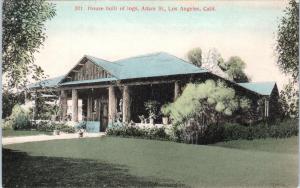 LOS ANGELES, CA California  LOG HOUSE  ADAM STREET  c1910s Handcolored  Postcard