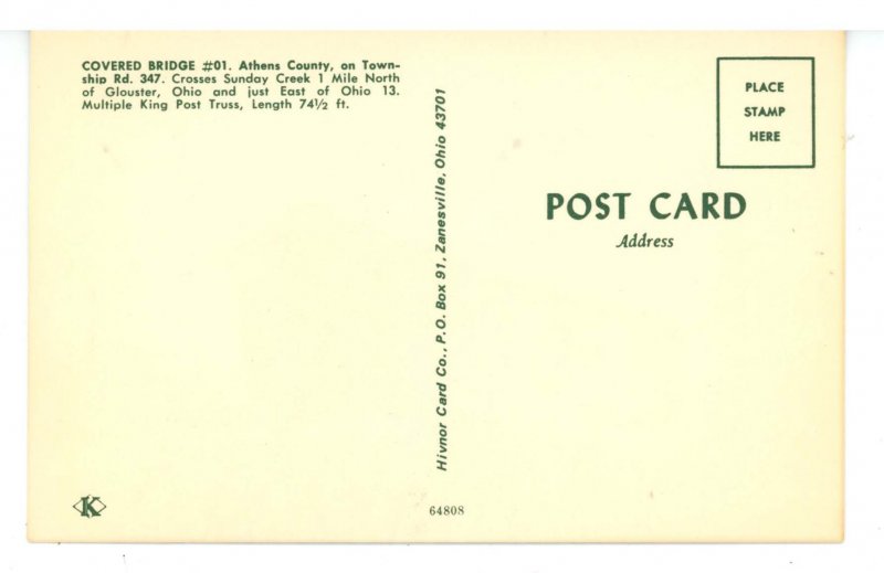 OH - Athens County. Township Road, Sunday Creek Covered Bridge