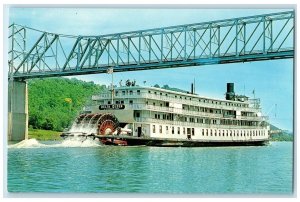 c1960s The Steamship Delta Queen Sternwheeler Milton Kentucky KY Bridge Postcard