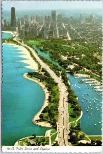 North Outer Drive Skyline Chicago Illinois Body Of Water Lake Michigan Postcard