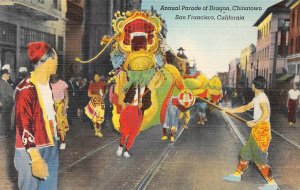 Annual Parade Dragon CHINATOWN San Francisco Chinese New Year Vintage Postcard