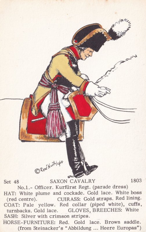 Officer Saxon Kurfurst Regiment Napoleonic War PB Uniform Postcard