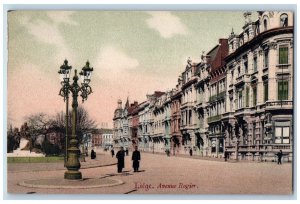 Liege Belgium Postcard Avenue Rogier Building and Street View c1910 Unposted