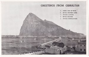 Gibraltar Spanish Customs Aerial Map Real Photo Postcard