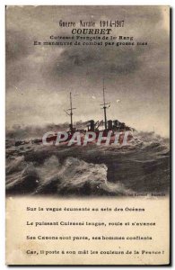 Old Postcard Boat War Courbet Breastplate 1st row of French in combat maneuve...