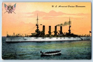 US Navy Ship Postcard US Armored Cruiser Tennessee c1910's Unposted Antique