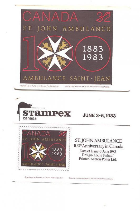 St. John Ambulance Stamp on Stampex Postcard1983, 