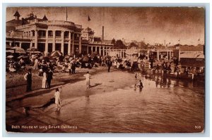 Long Beach California Postcard Bath House Exterior Building 1910 Vintage Antique