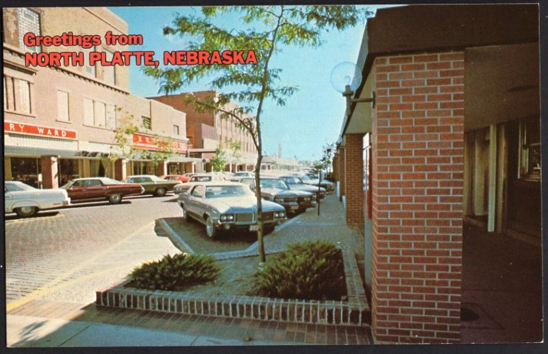 Nebraska  NORTH PLATTE Street View Store Fronts Older Cars - Chrome