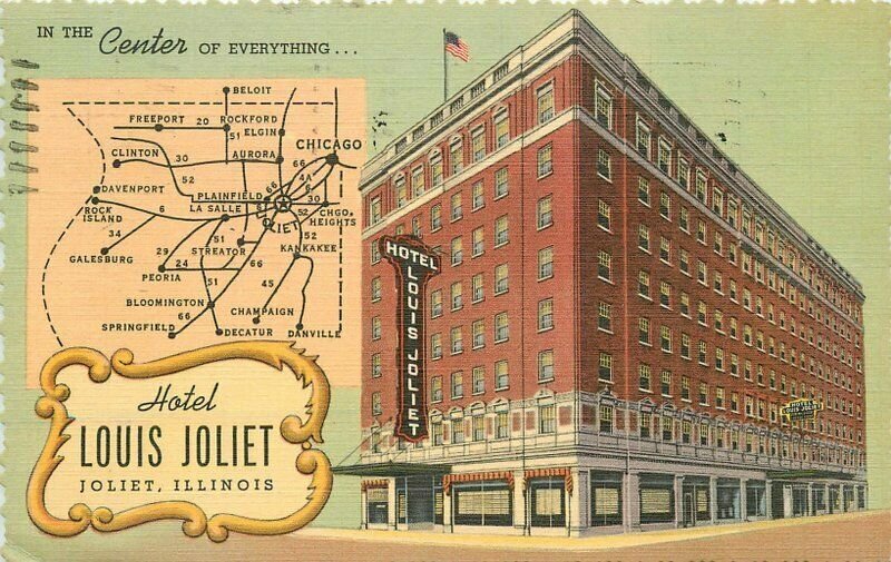 Hotel St Louis Missouri Joliet Illinois roadside Teich 1948 Postcard 20-1815