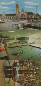 Krefeld Puppenbrunnen Hauptbanhof Swimming 3x German Postcard s