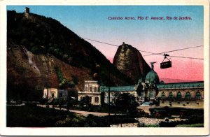 Brazil Rio de Janeiro Caminho Aereo Pao de Acucar Vintage Postcard C006