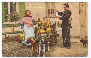 Milk Inspector Dog Cart Brussels Belgium 1910c postcard