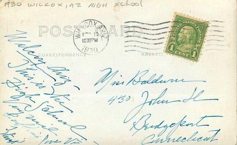 High School Wilcox Arizona RPPC Photo Postcard 12670